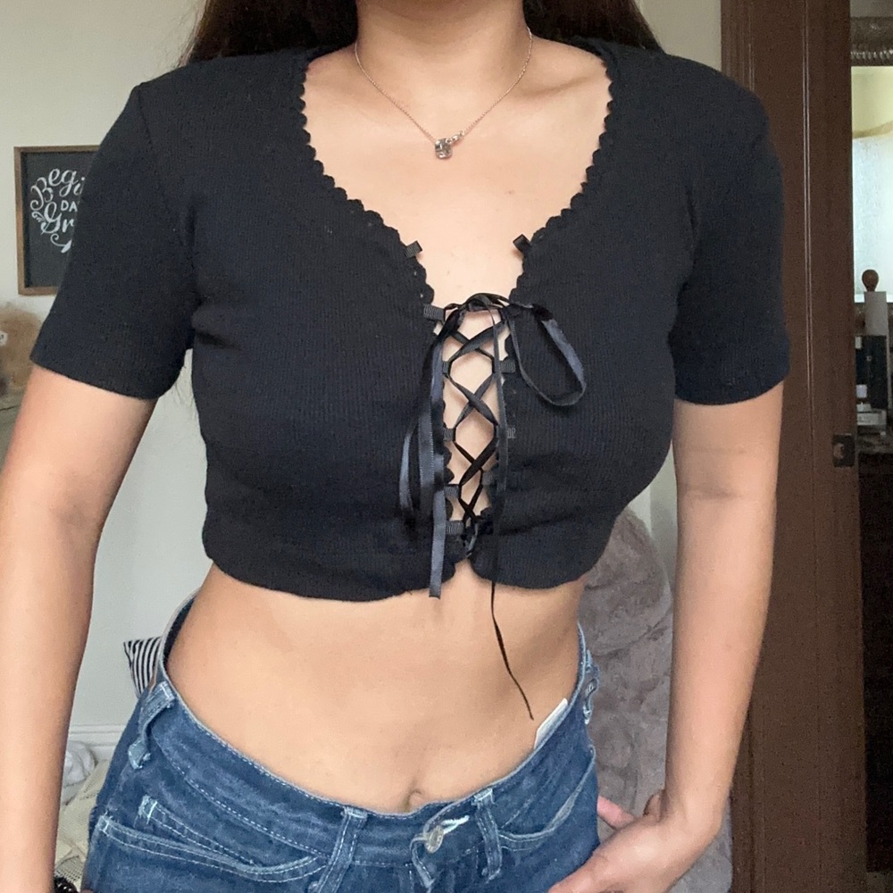 Black Laced Up Top
